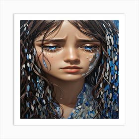 A Picture Of A Sad Woman With Tears Flowing Fro 2 Art Print