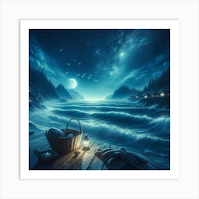 Night At The Beach 1 Art Print