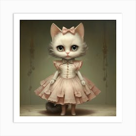 Kitty In A Dress Art Print