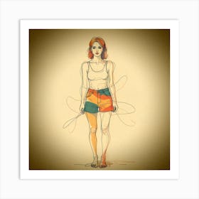 Girl In Shorts Art Print