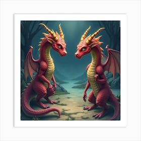 Watercolor The Gorgons With A Dark, Mystical Backdrop 1 Art Print