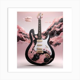 Rhapsody in Pink and Black Guitar Wall Art Collection 1 Art Print