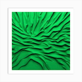 Abstract Green Wavy Fabric Art Print