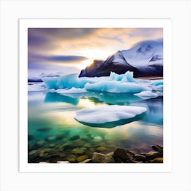 Icebergs In The Water 17 Art Print