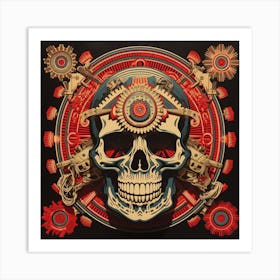 Skull With Gears Art Print