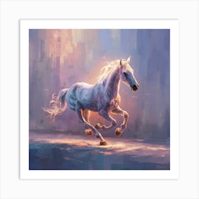 White Horse Running 2 Art Print