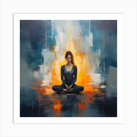 Women Meditating Abstracts By Csaba Fikker 4 Art Print