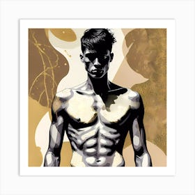 The Male Illustrations Athletic MaleWith No Shirt Art Print