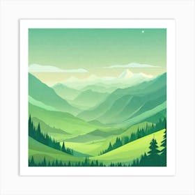 Misty mountains background in green tone 200 Art Print