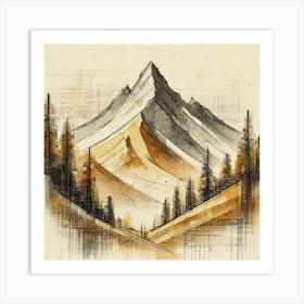 Firefly An Illustration Of A Beautiful Majestic Cinematic Tranquil Mountain Landscape In Neutral Col 2023 11 23t001144 Art Print
