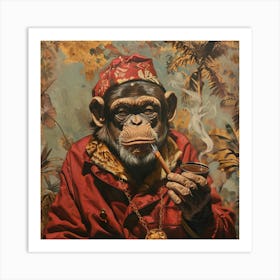 Monkey With A Pipe Art Print