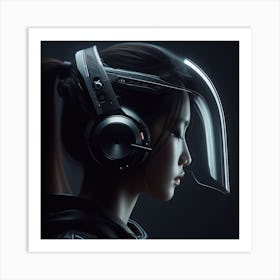 Futuristic Woman With Headphones Art Print