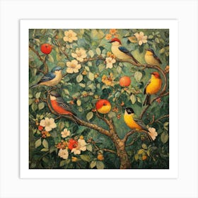 Birds In An Apple Tree Art Art Print