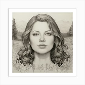 Girl In The Woods 1 Art Print