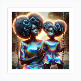 Ebony,Mother And Daughter Art Print