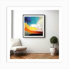 Mock Up Canvas Framed Art Gallery Wall Mounted Textured Print Abstract Landscape Portrait (14) Art Print