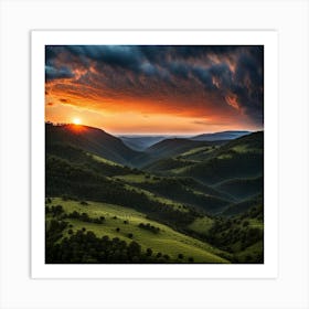 Sunset In The Mountains 7 Art Print