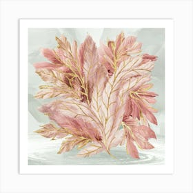 Pink Leaves Canvas Print Art Print