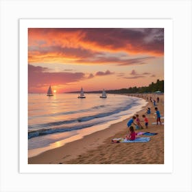 Sunset On The Beach Art Print