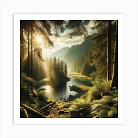 Sunrise In The Forest 3 Art Print