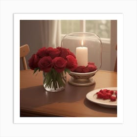 Romantic table for Valentine's Day Art Print