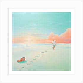 Footprints On The Beach Art Print