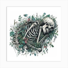 Skeleton In The Grass Art Print