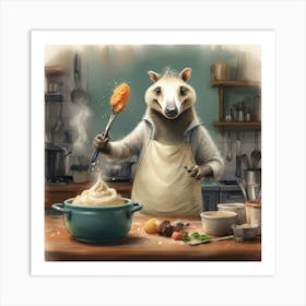 Bear In The Kitchen Art Print