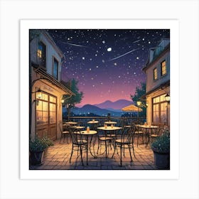 Cafe Terrace At Night (2) Art Print