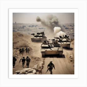 Israeli Tanks In The Desert 5 Art Print