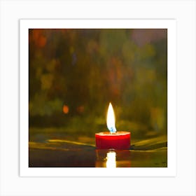 Lit Candle In Water Art Print