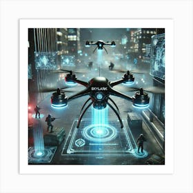 A Futuristic Sci Fi Scene Highlighting Skylark Dro Art Print