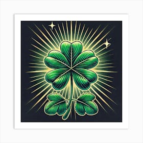 Tattoo Four Leaf Clover 1 Art Print