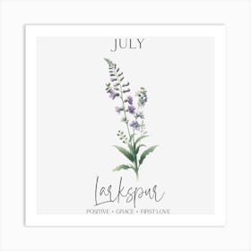 Larkspur July Birthday Art Print