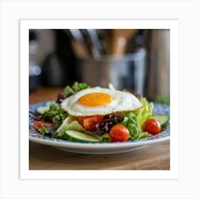 Salad With Fried Egg Art Print