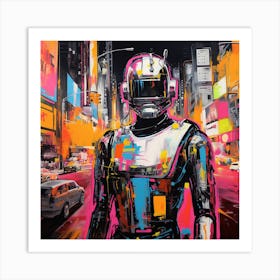 Robot In New York City Art Print