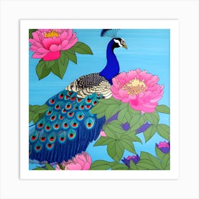 Peacock And Peonies, Japanese Art 6 Art Print