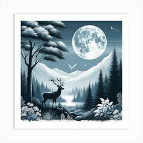 Deer In The Forest 3 Art Print