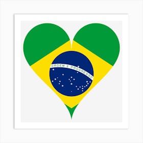 Heart Love Flag Brazil Brazil Flag Heart Shaped Art Print