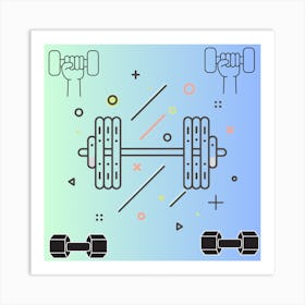 Vector Illustration Of Dumbbells Art Print