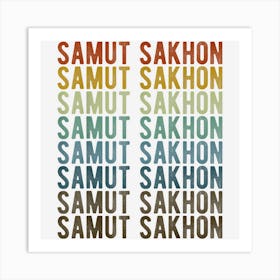 Samut Sakhon City Thailand Retro Art Print