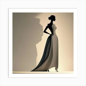 Silhouette Of A Woman In A Dress Art Print