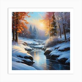 Snowy Stream Art Print