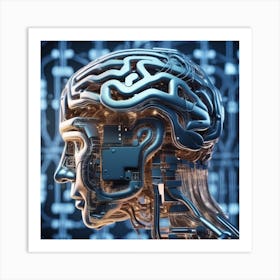 Human Brain With Artificial Intelligence 14 Art Print