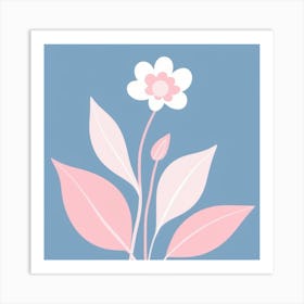 A White And Pink Flower In Minimalist Style Square Composition 645 Art Print