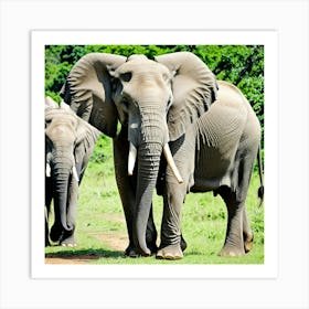 Elephants In The Wild 2 Art Print