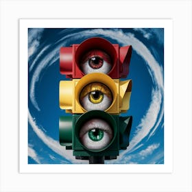 Traffic Light With Eyes Art Print