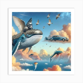 Arial Race with Whale Knight Art Print