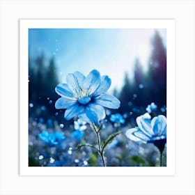 Blue Flowers In The Forest 1 Art Print