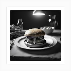 Burger On A Plate 41 Art Print